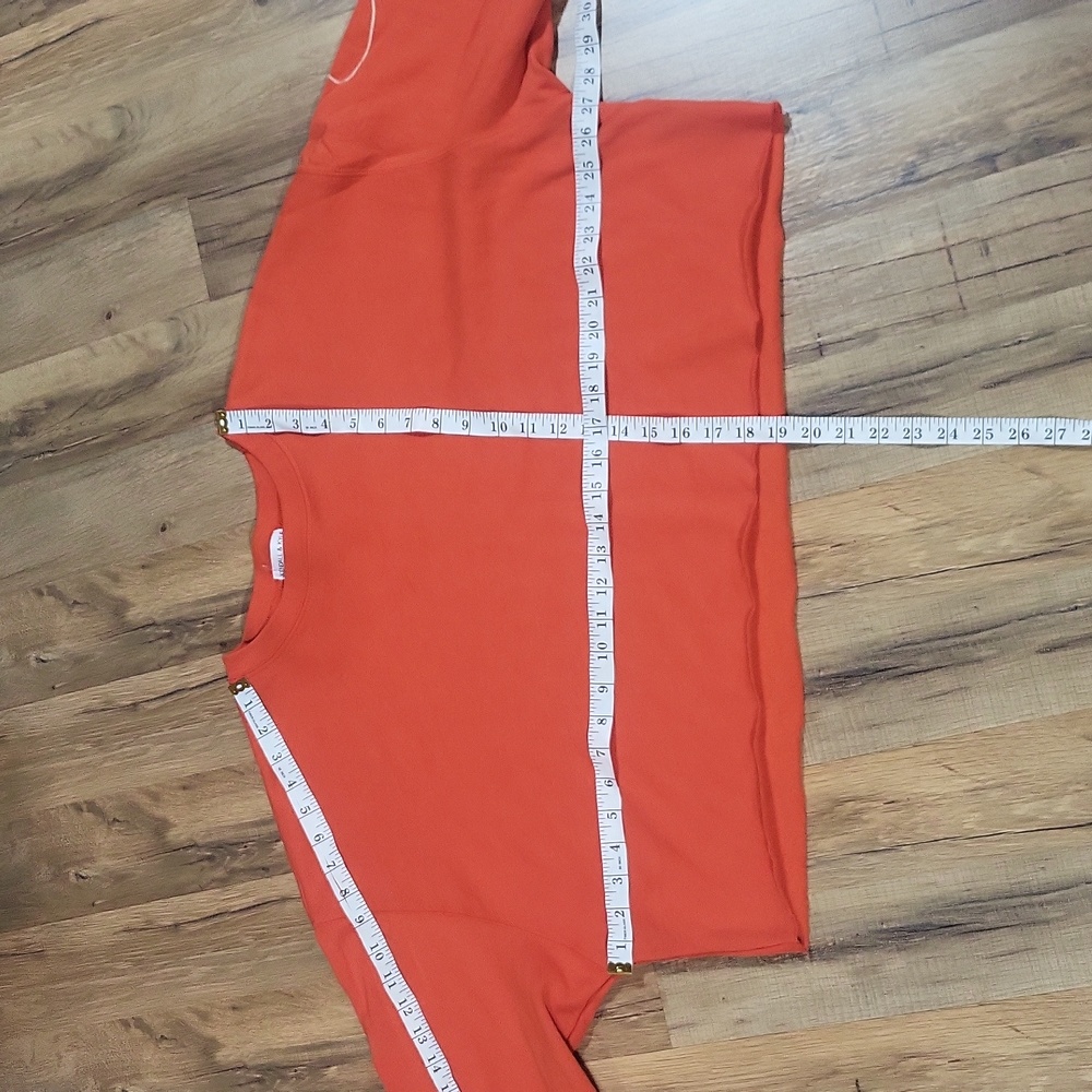 KENDALL & KYLE Orange Emroidered Sleeve Oversized Cropped Fleece Sweatshirt - Picture 12 of 13